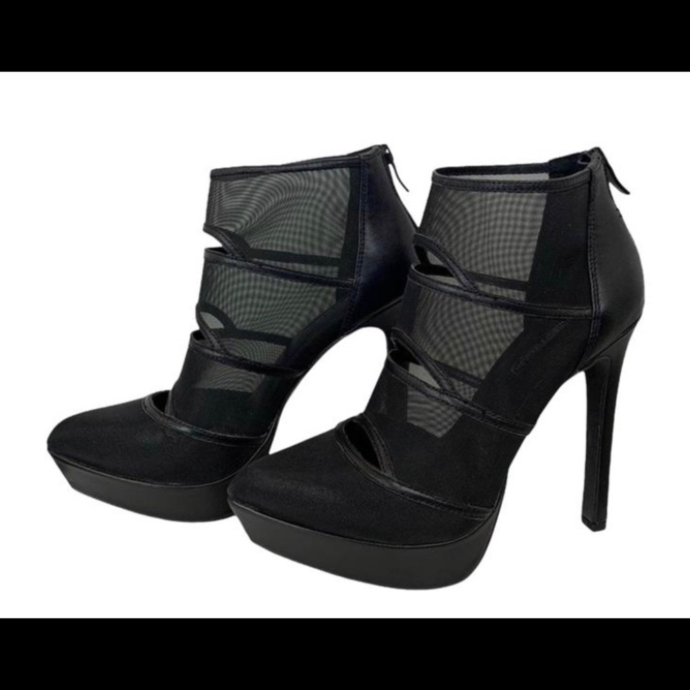 BCBGeneration Black Mesh Stiletto Heels Pumps